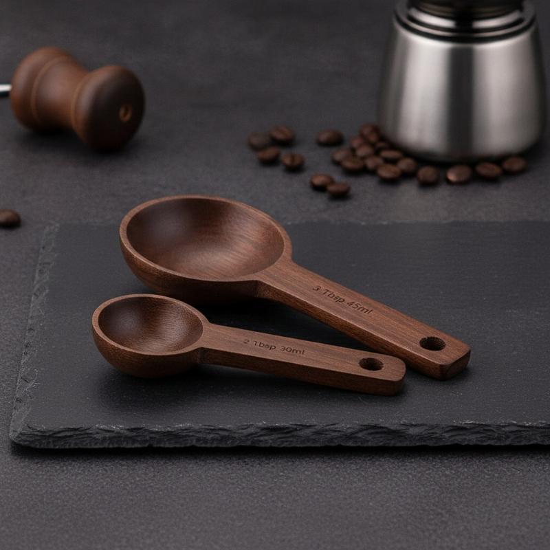 나무 계량 스푼 7.5-45ML 휴대용 너도밤나무 호두 - Kitchen Gadgets Gifts 리뷰 및 가격