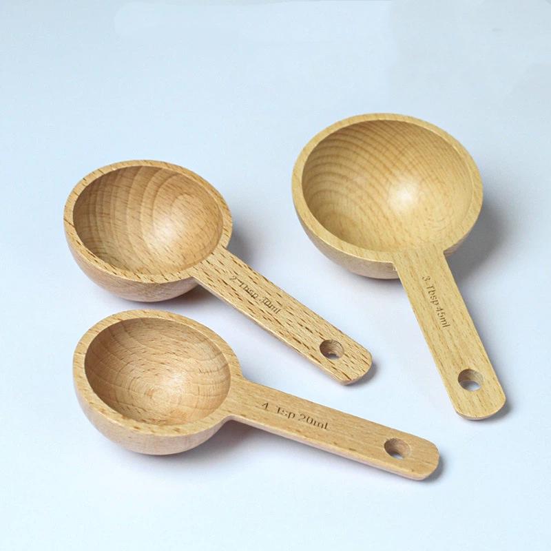 나무 계량 스푼 7.5-45ML 휴대용 너도밤나무 호두 - Kitchen Gadgets Gifts 리뷰 및 가격