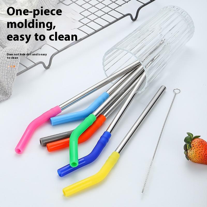 1세트 긴 스테인리스 빨대 실리콘 빨대 슬리브 포함 음 - Kitchen Gadgets And Equipment 리뷰 및 가격